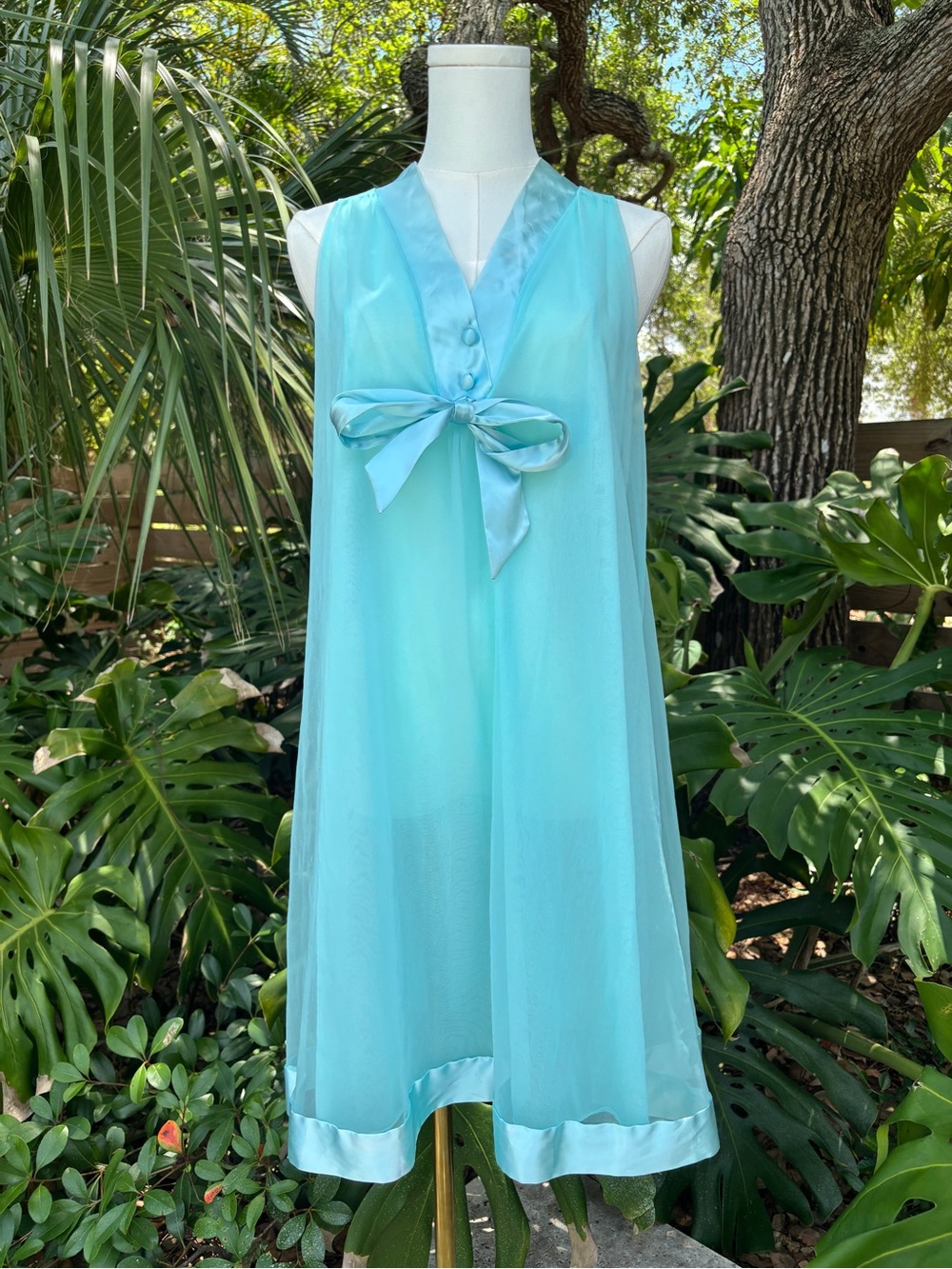 Vintage Gossard Artemis Blue Peignoir Robe & Slip Set Medium
